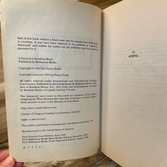 Book: The Chosen a Novel by Chaim Potok - Paperback - Picture 6 of 6